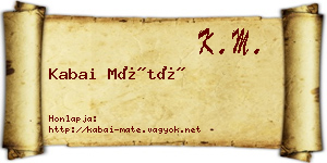 Kabai Máté névjegykártya