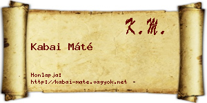 Kabai Máté névjegykártya